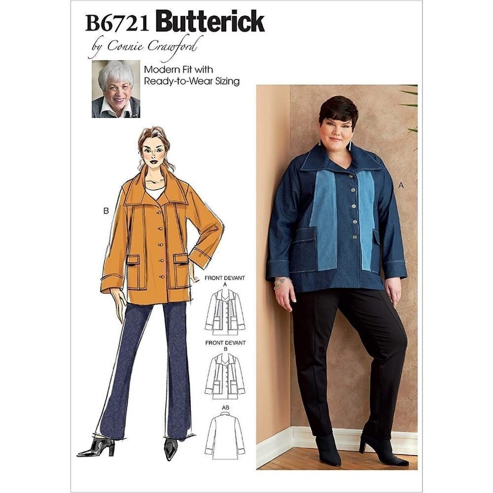 Butterick Sewing Pattern 6721 Coat Jacket Womens Size XXL-6X